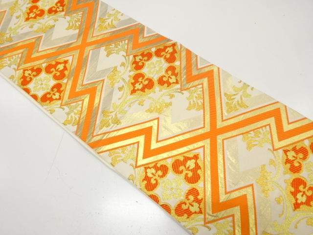 アンティーク　川島織物製　松皮菱に菱華紋織り出し袋帯（材料）